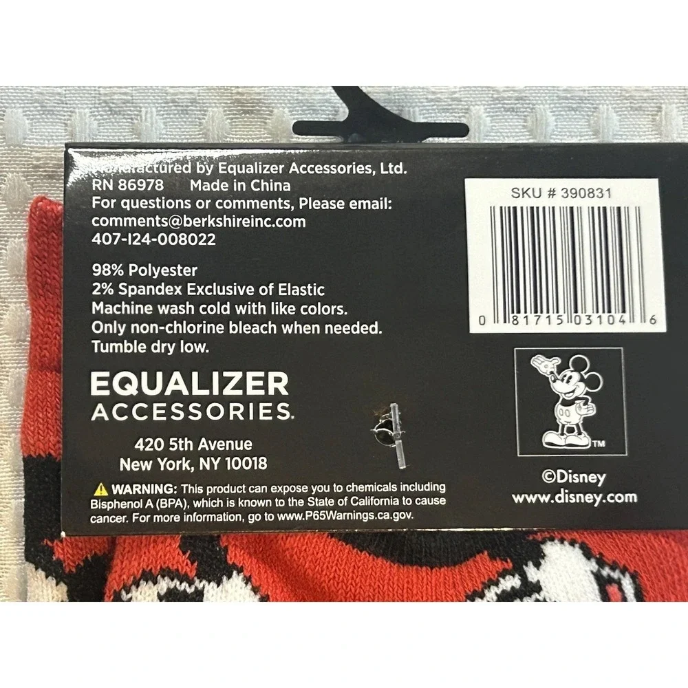 Disney - NEW - Mickey Mouse - Crew Socks (Set Of 2) + Tote - Unisex (Men/Women)